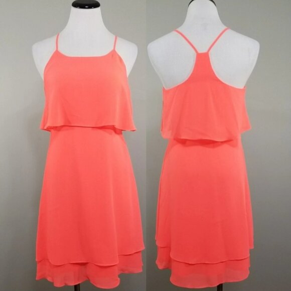Nwt Gianni Bini Tiered Dress 2 Womens Sleeveless Unique Vibrant Dopamine - Picture 3 of 11